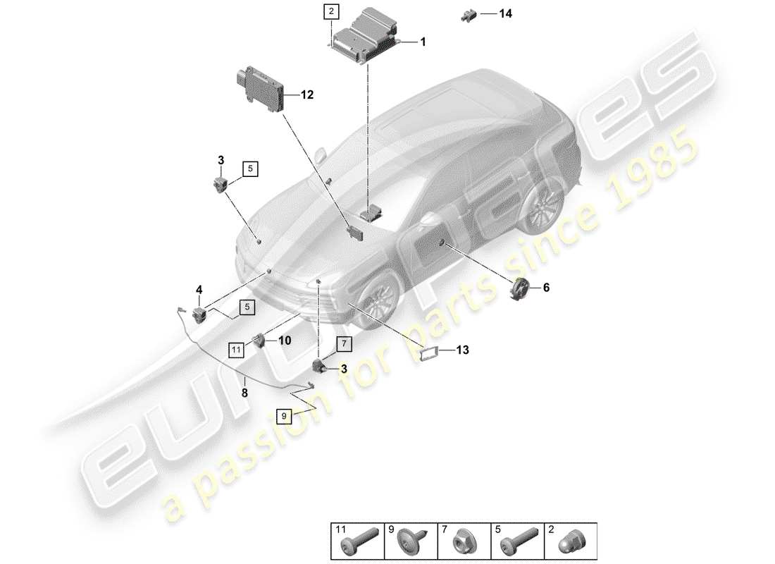 porsche 2019 (cayenne e3 9ya/9yb) module de commande électronique schéma des pièces