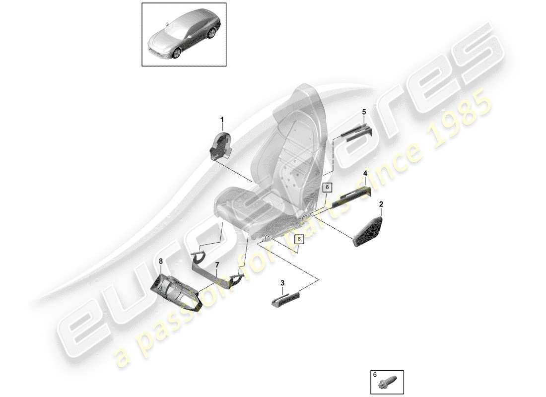 porsche 2017 (panamera 971-1) seat schéma des pièces
