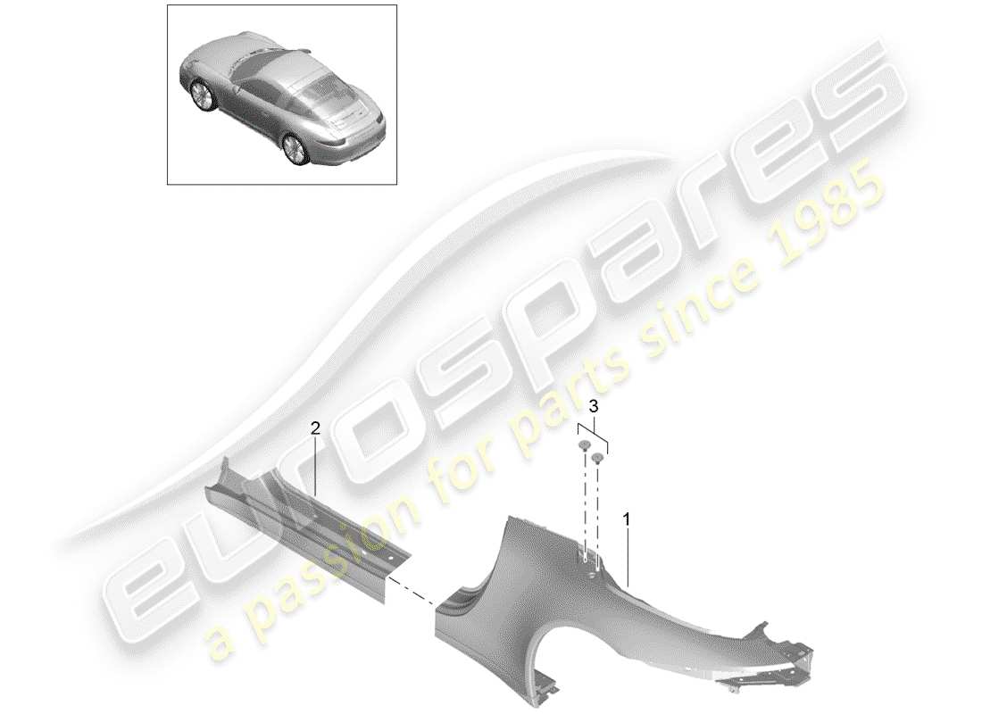 porsche 2014 (991-1) panneau latéral schéma des pièces