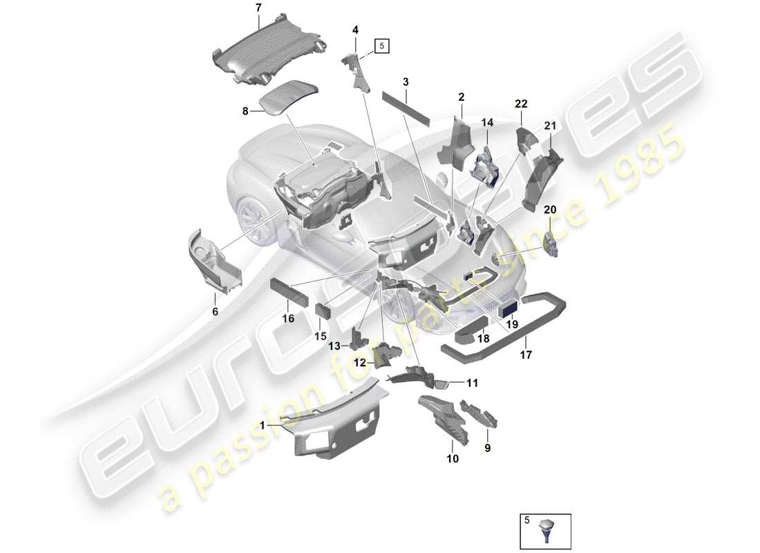 porsche 2020 (718 boxster spyder) carrosserie schéma des pièces