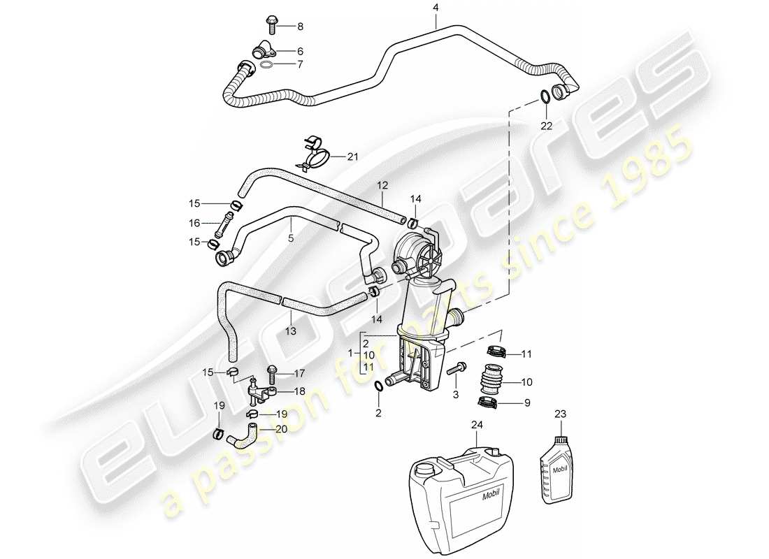 porsche 2005 (996) carter moteur - séparateur d'huile schéma des pièces