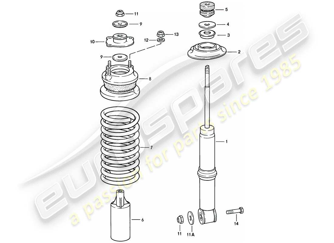 porsche 1980 (928) suspension - essieu avant schéma des pièces