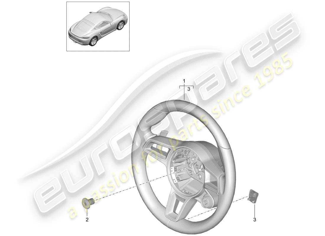 porsche 2020 (718 cayman) volant de direction schéma des pièces
