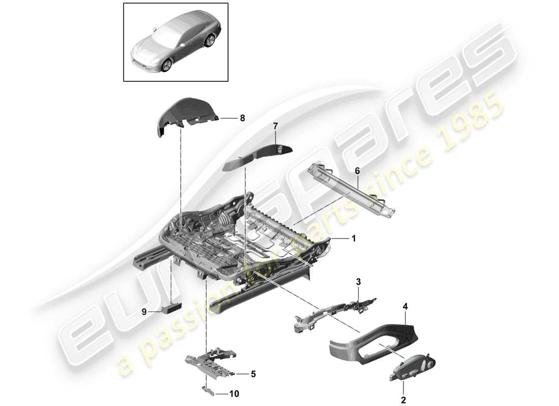 porsche 2020 (panamera 971-1) cadre de siège schéma des pièces