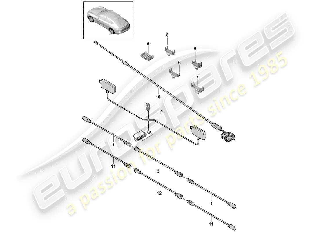 porsche 2020 (panamera 971-1) câble de connexion d'antenne schéma des pièces