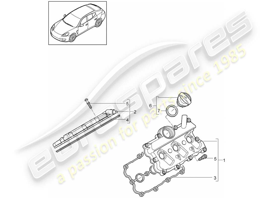 porsche 2012 (panamera 970) couvercle de soupape schéma des pièces