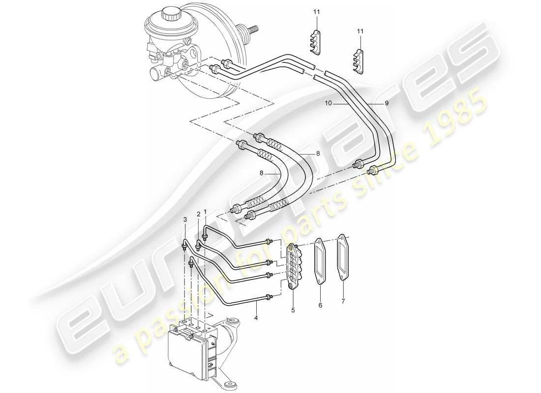 porsche 2007 (987 cayman) conduites de frein schéma des pièces