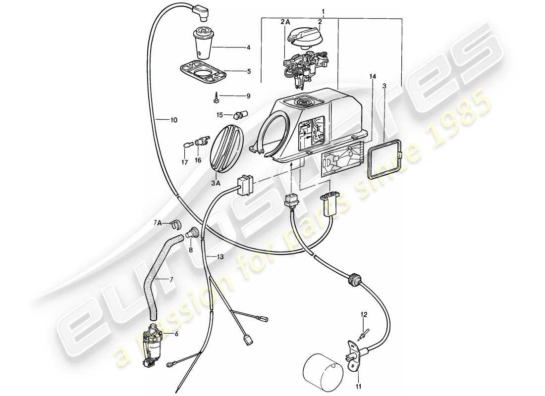 porsche 1986 (911) système de chauffage 1 schéma des pièces