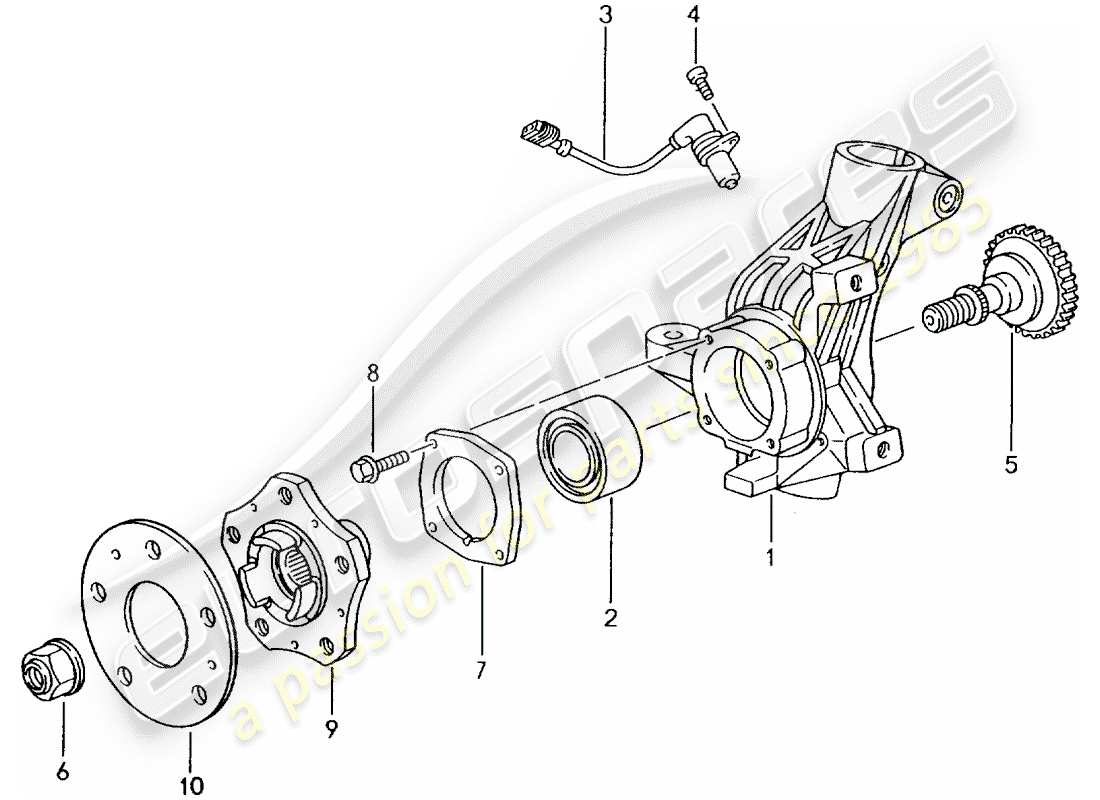 porsche 2005 (996 gt3) porte-roue - moyeu de roue schéma des pièces