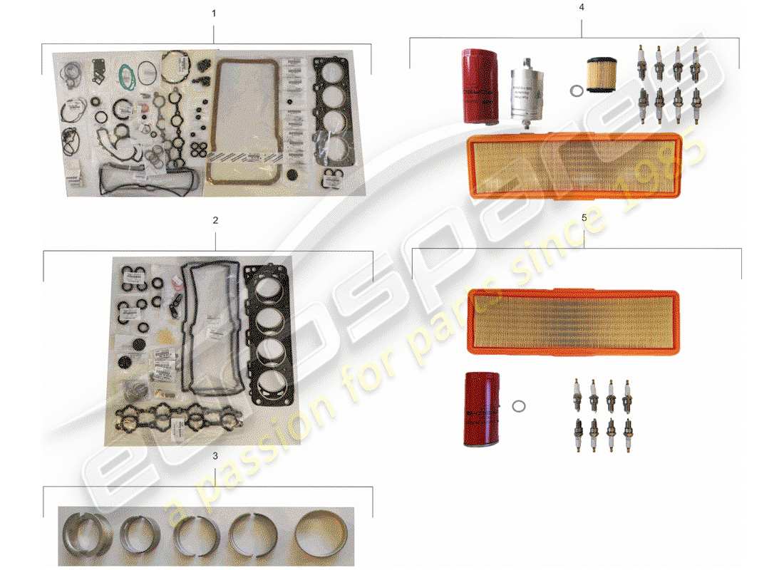 porsche 928 (1987) kits de réparation - kit d'entretien - jeu de joints schéma des pièces