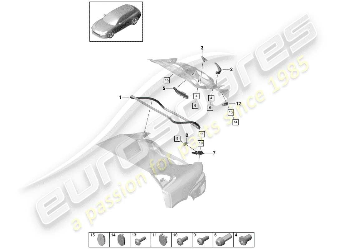 porsche 2019 (panamera 971-1) joints schéma des pièces
