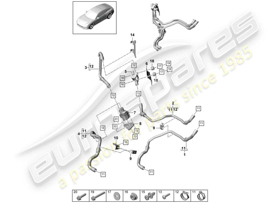 porsche 2019 (panamera 971-1) schéma des pièces du chauffage