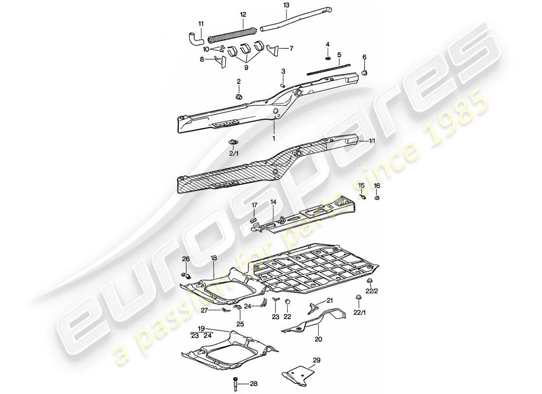 porsche 1976 (911) diagramme des pièces du cadre