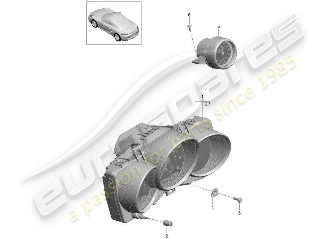 porsche 2018 (718 cayman) groupe d'instruments schéma des pièces