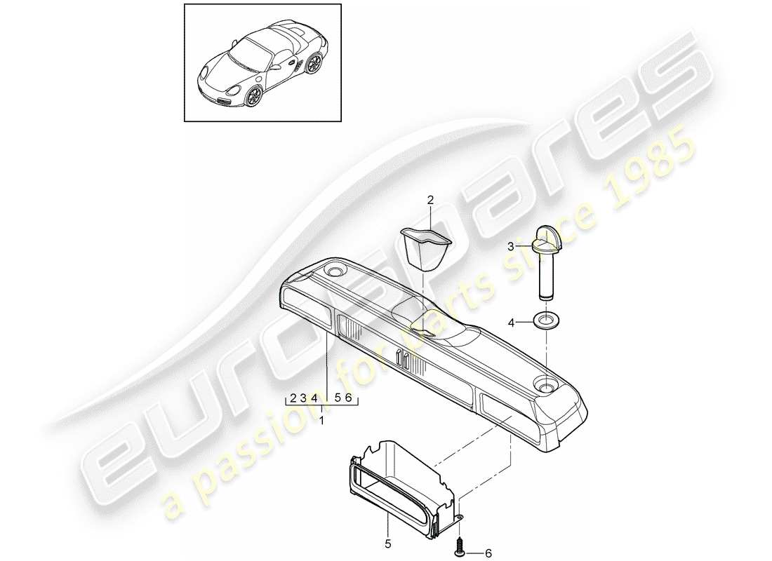 porsche 2010 (987 boxster) boîte de rangement schéma des pièces
