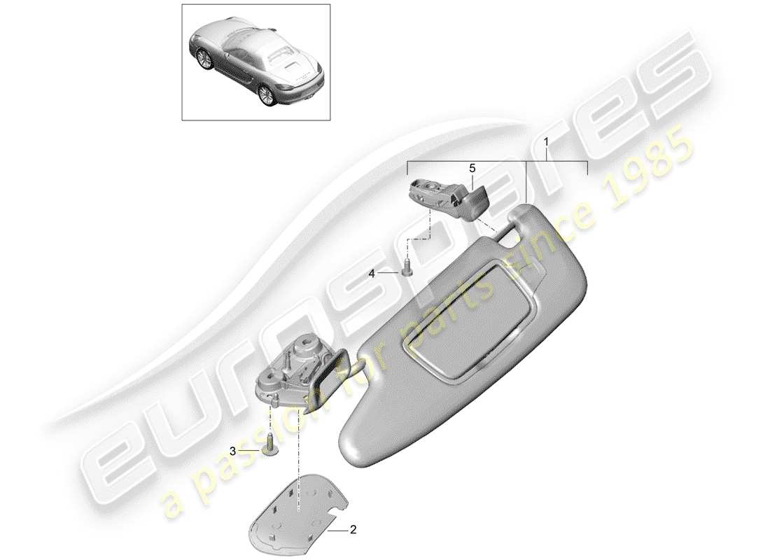 porsche 2016 (981 boxster) pare-soleil schéma des pièces