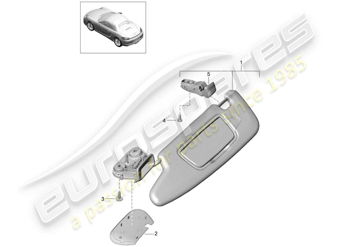 porsche 2016 (981 boxster) pare-soleil schéma des pièces