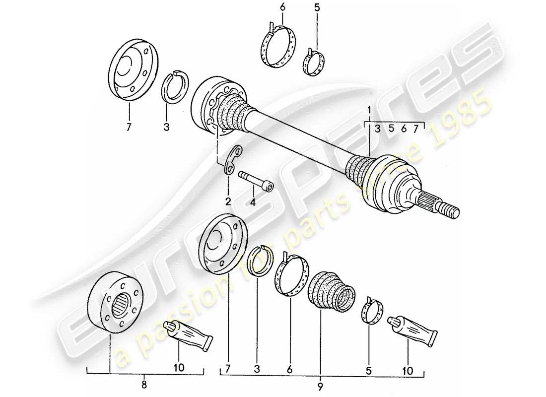 porsche 1987 (928) arbre de transmission schéma des pièces