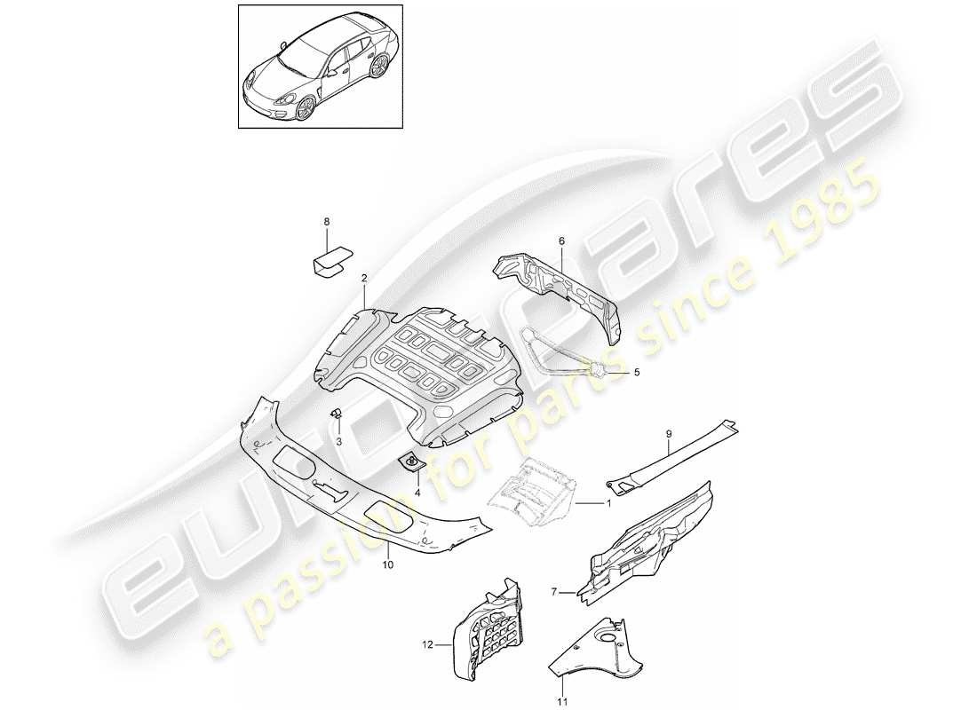 porsche 2010 (panamera 970) absorbeur de bruit schéma des pièces