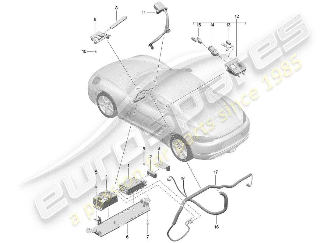 porsche 2020 (718 cayman) pour véhicules avec téléphone schéma des pièces