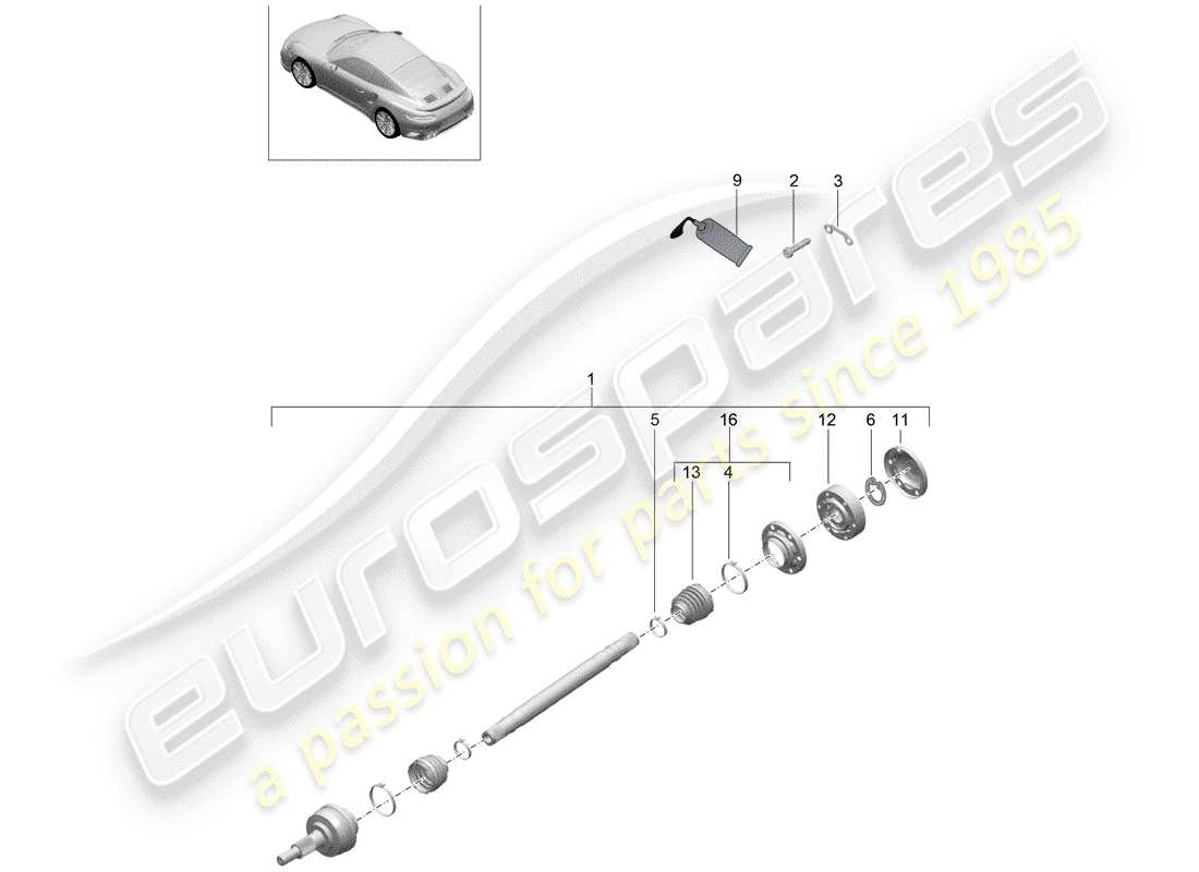 porsche 2016 (991-1 turbo) arbre de transmission schéma des pièces