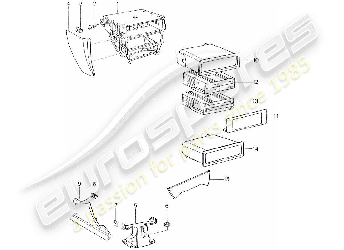 porsche 2003 (986 boxster) console centrale schéma des pièces