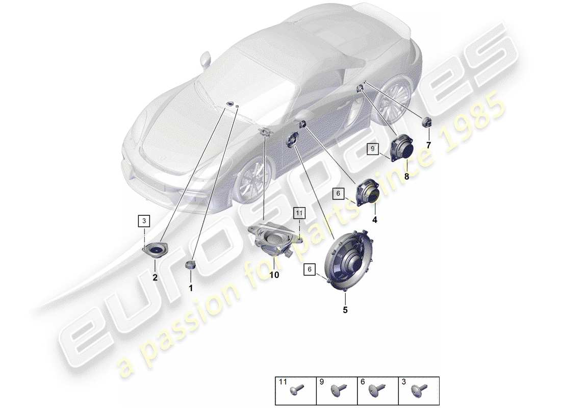 porsche 2020 (718 boxster spyder) haut-parleur schéma des pièces