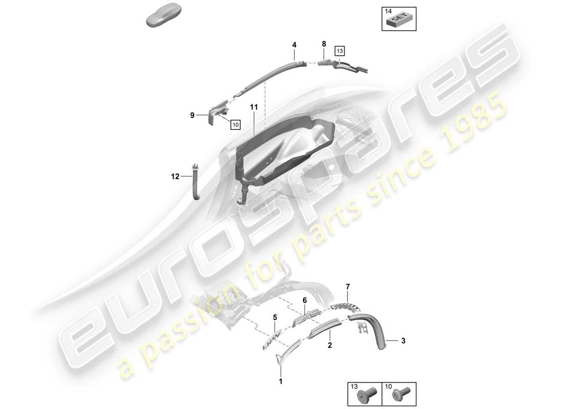 porsche 2019 (718 boxster spyder) dessus cabriolet schéma des pièces