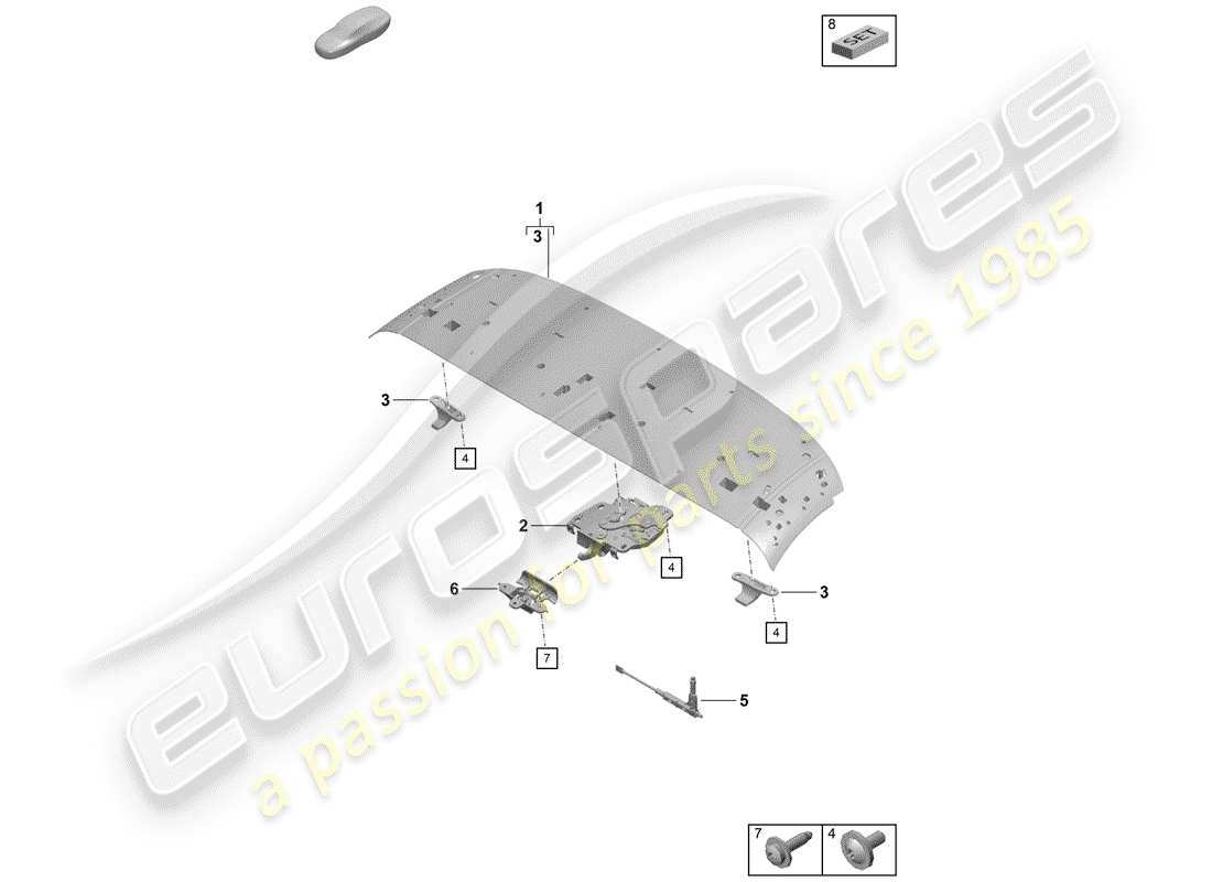porsche 2020 (718 boxster spyder) diagramme des pièces du cadre supérieur