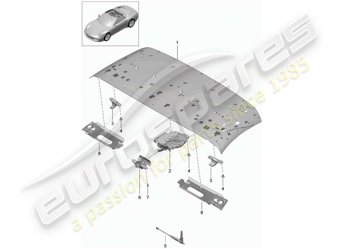 porsche 2013 (991-1) diagramme des pièces du cadre supérieur