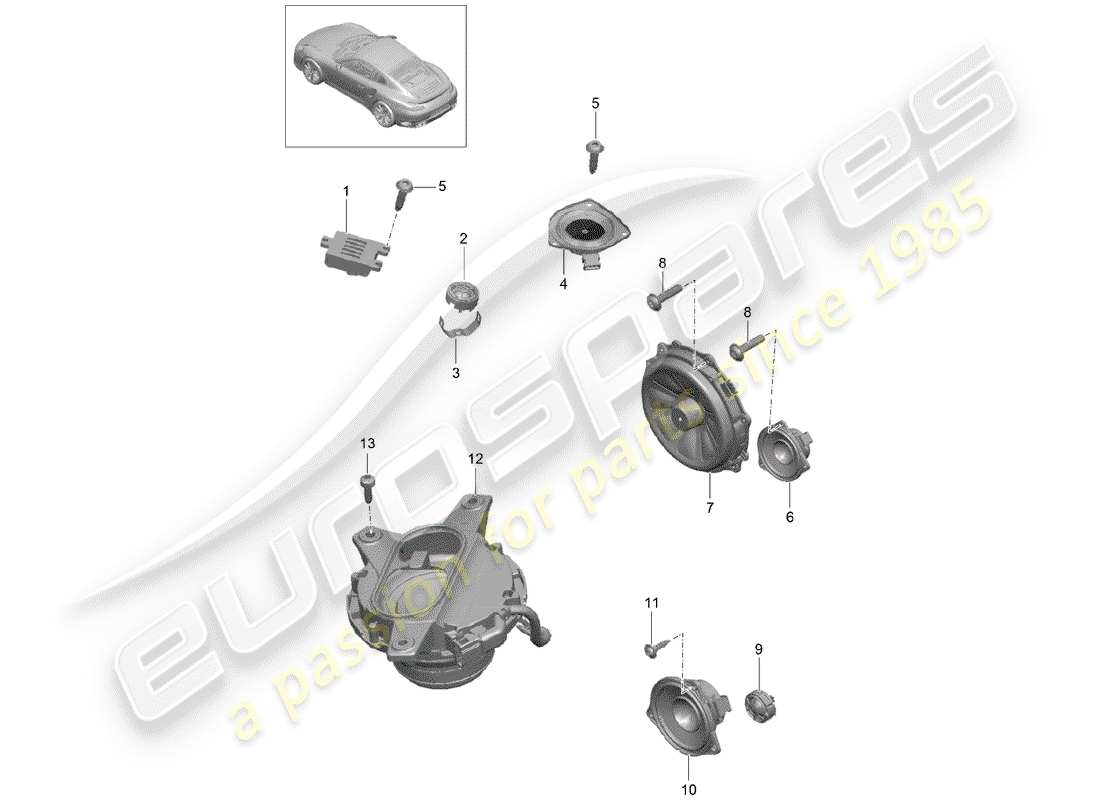 porsche 2015 (991-1 turbo) schéma des pièces du haut-parleur