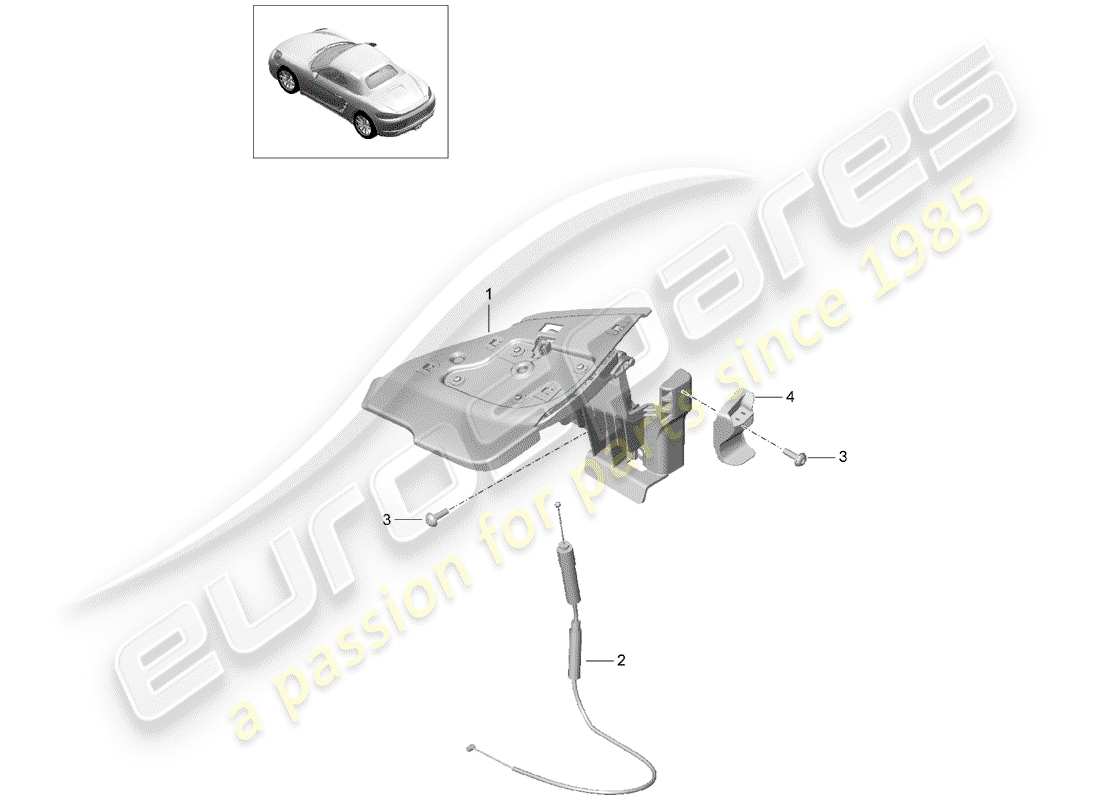 porsche 2020 (718 boxster) diagramme de pièce flap