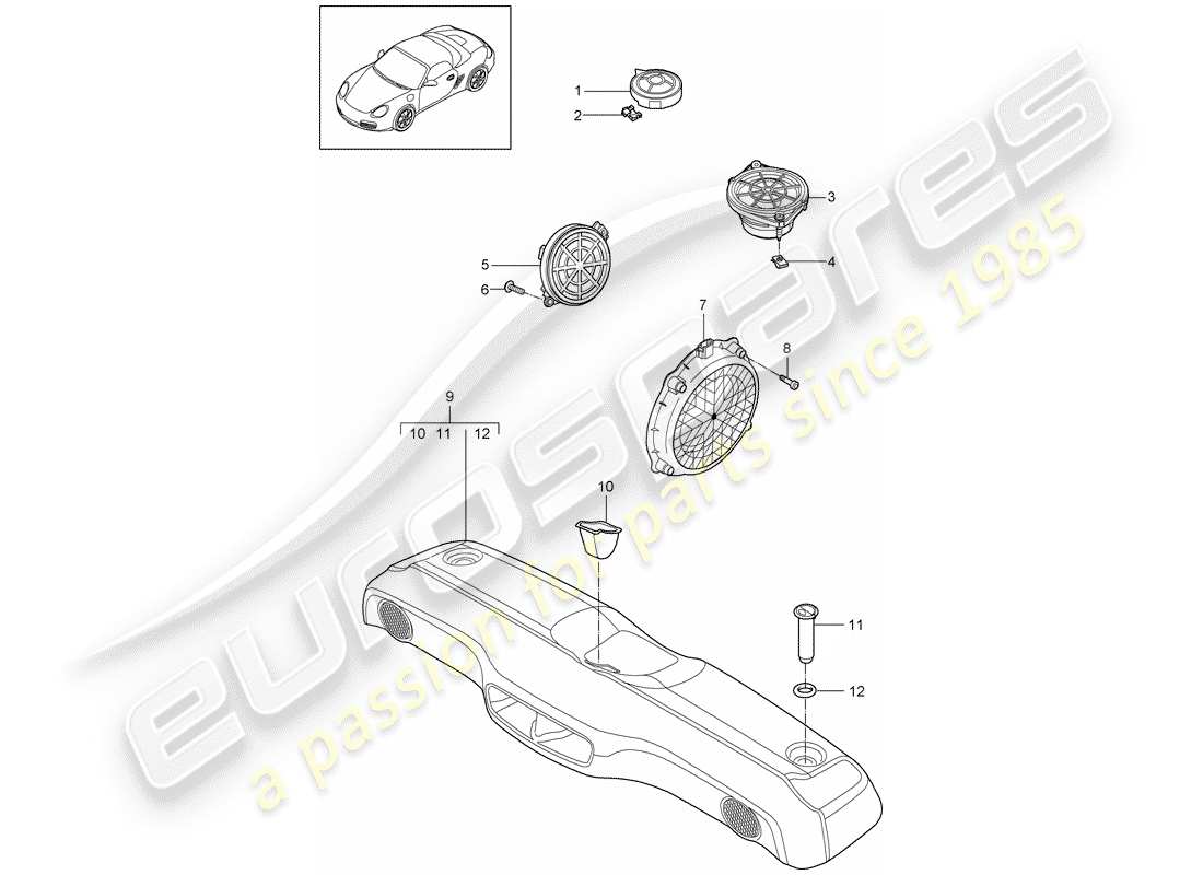 porsche 2009 (987 boxster) haut-parleur schéma des pièces
