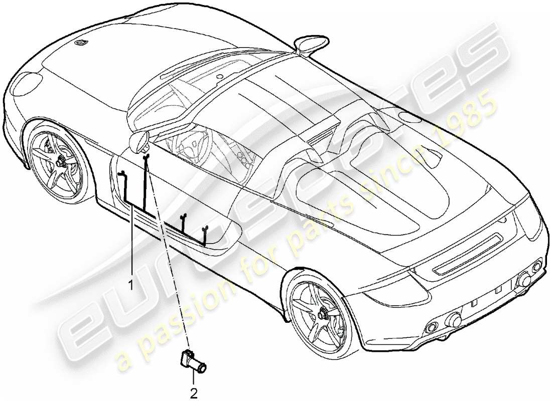 porsche 2006 (carrera gt) faisceau de cablage - porte conducteur - porte passager schéma des pièces