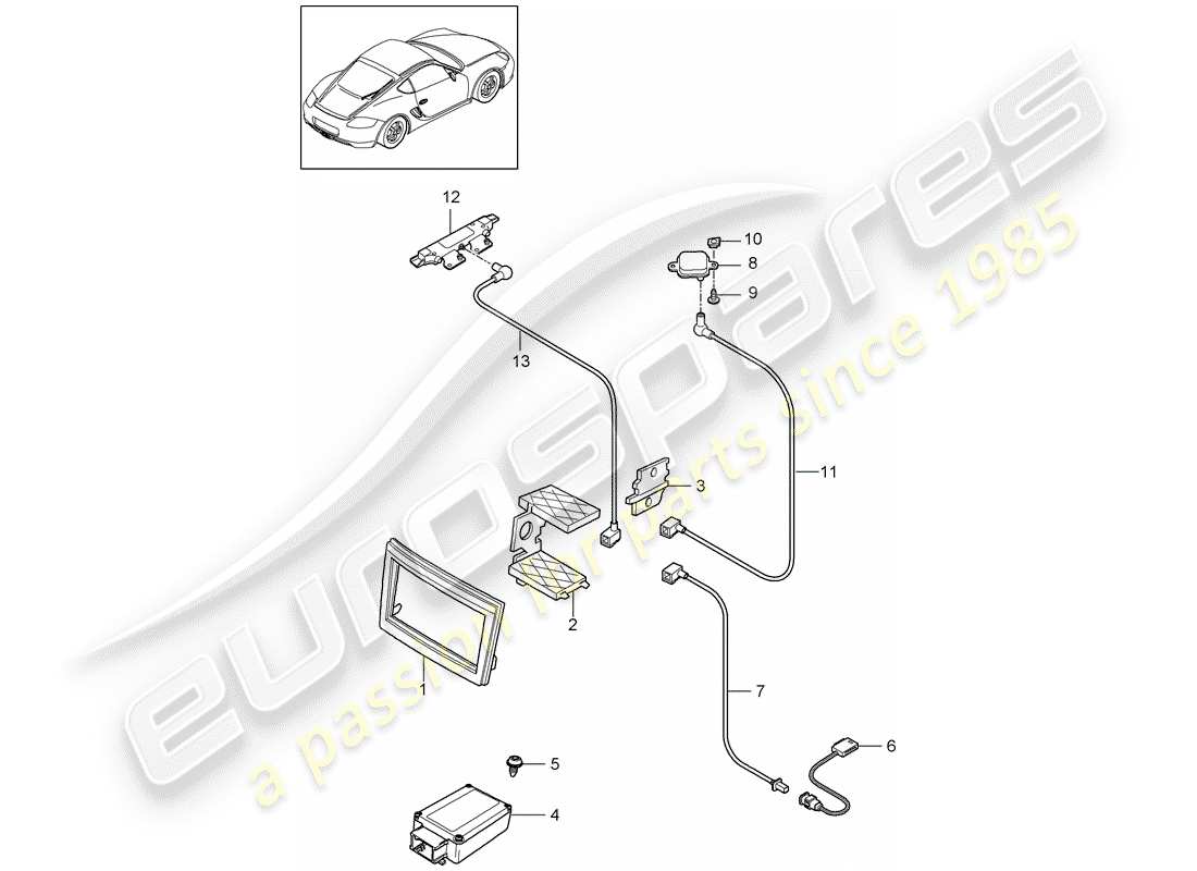porsche 2011 (987 cayman) préparation schéma des pièces