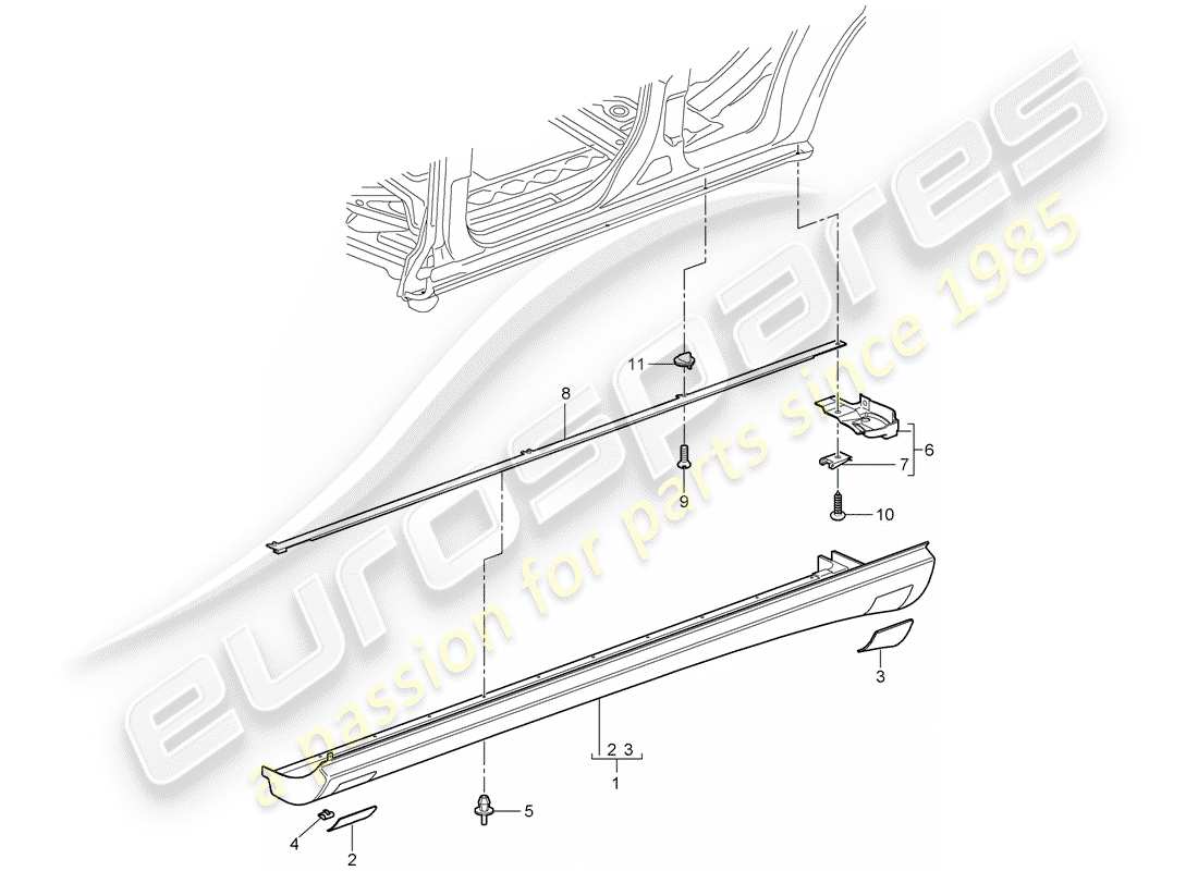 porsche 2009 (cayenne e1 9pa) garnitures schéma des pièces