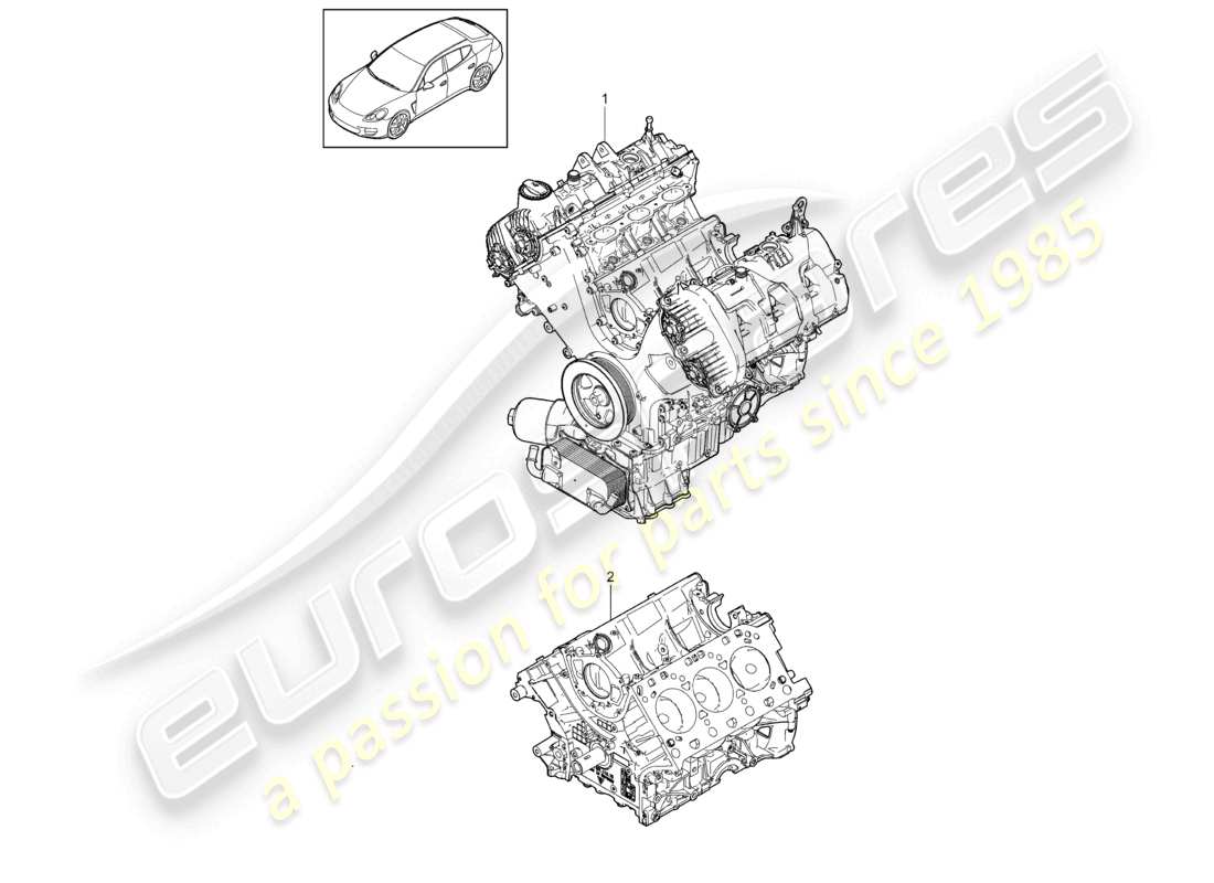 porsche 2010 (cayenne e1 9pa) moteur de base bloc court schéma des pièces