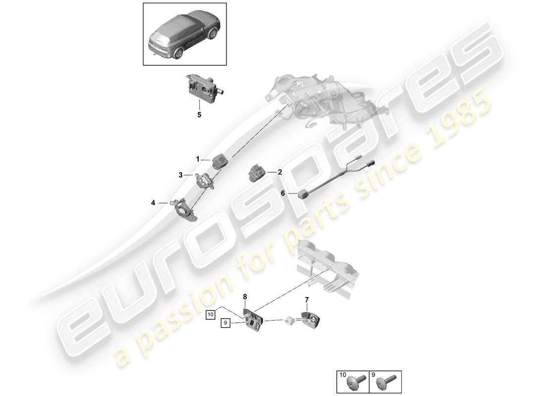 porsche 2019 (cayenne e3 9ya/9yb) caméra schéma des pièces
