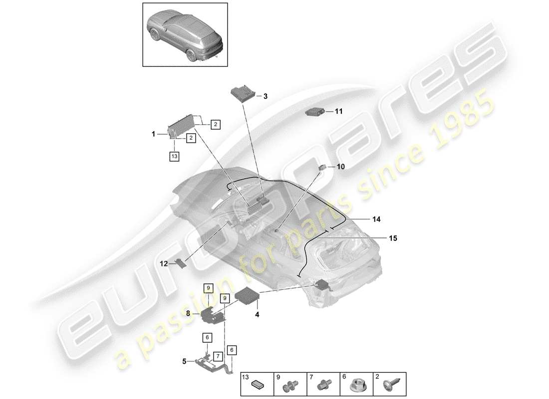 porsche 2019 (cayenne e3 9ya/9yb) affichage diagramme de pièce