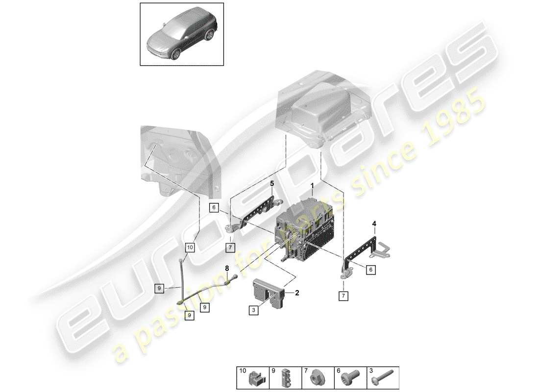 porsche 2019 (cayenne e3 9ya/9yb) électronique de puissance et de contrôle - schéma des pièces