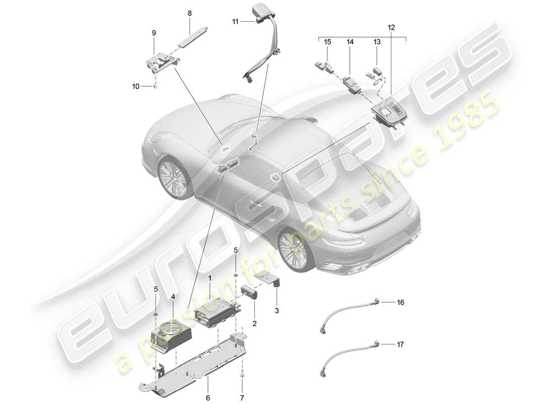 porsche 2019 (991-2 turbo) pour véhicules avec téléphone schéma des pièces