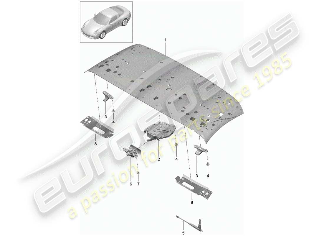 porsche 2014 (991-1) cadre supérieur schéma des pièces