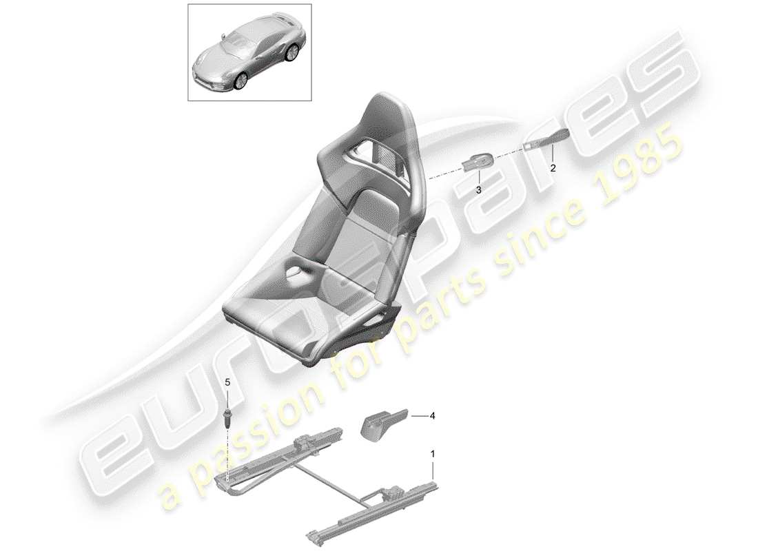 porsche 2016 (991-1 turbo) seat schéma des pièces