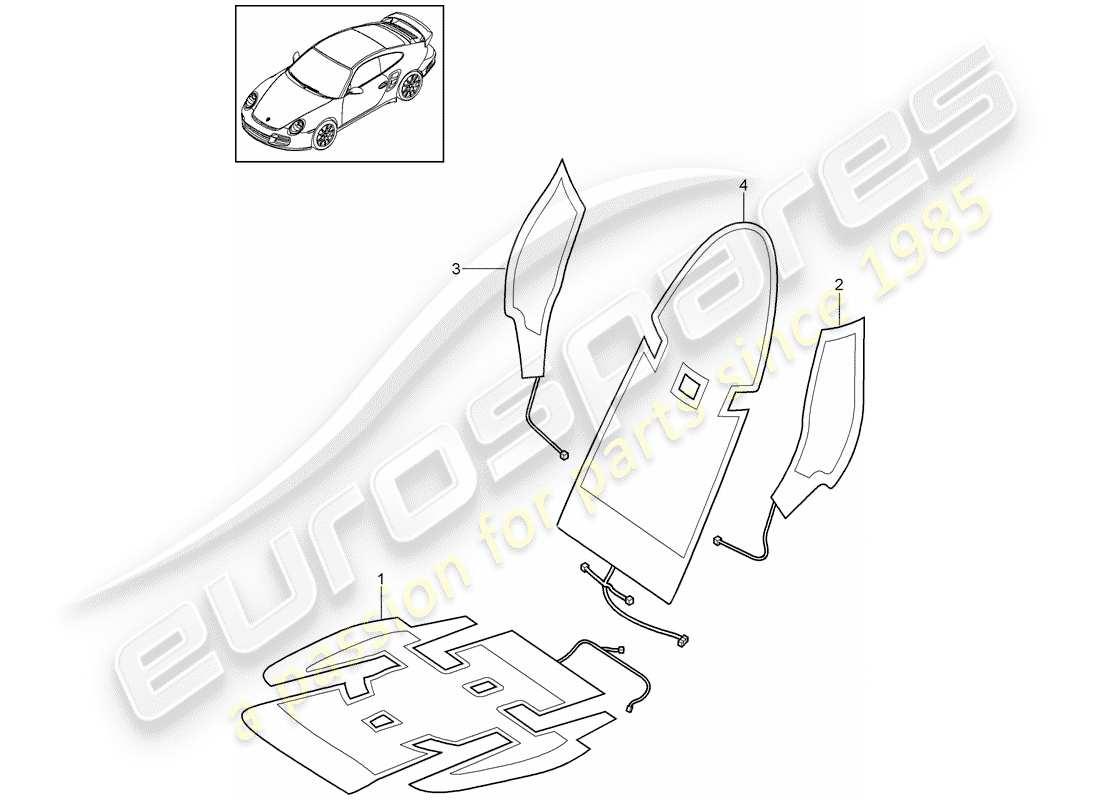 porsche 2011 (997-2 turbo / gt2 rs) schéma des pièces du chauffage