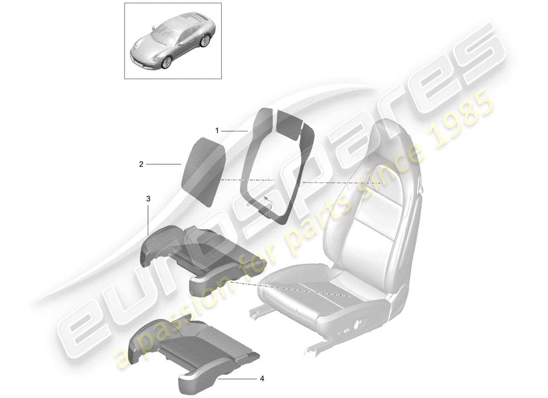 porsche 2017 (991-2) élément chauffant schéma des pièces