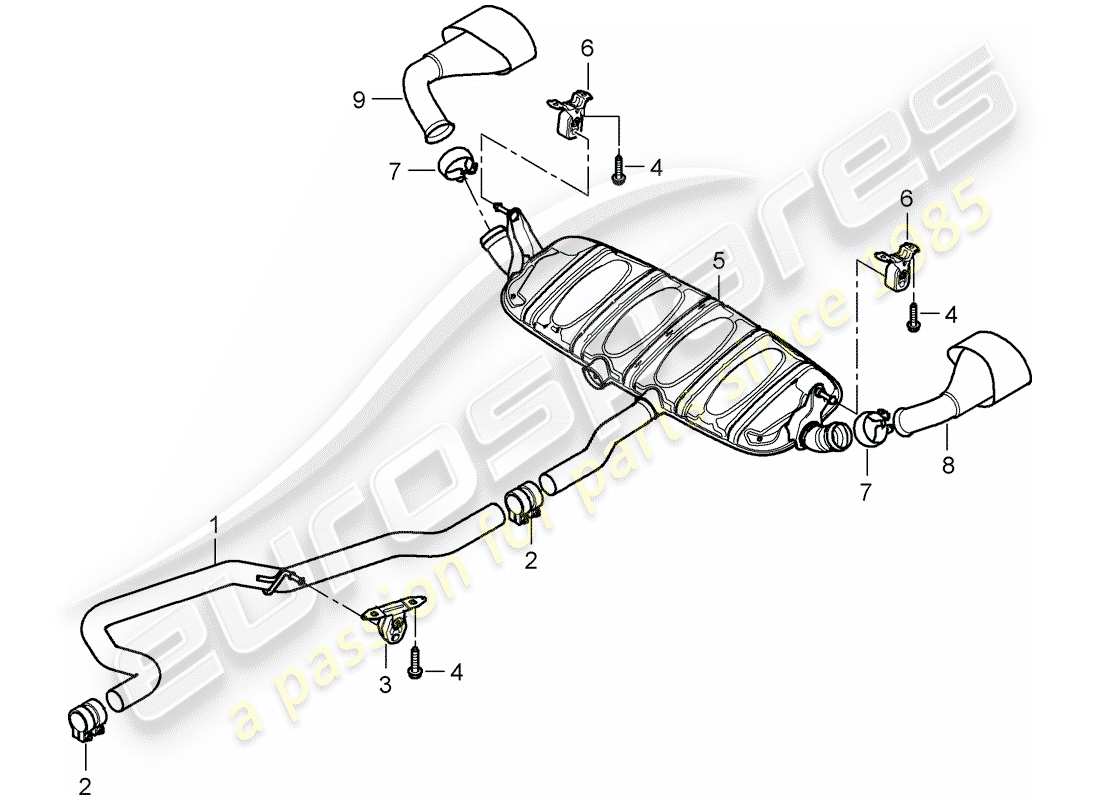 porsche 2010 (cayenne e1 9pa) système d'échappement schéma des pièces