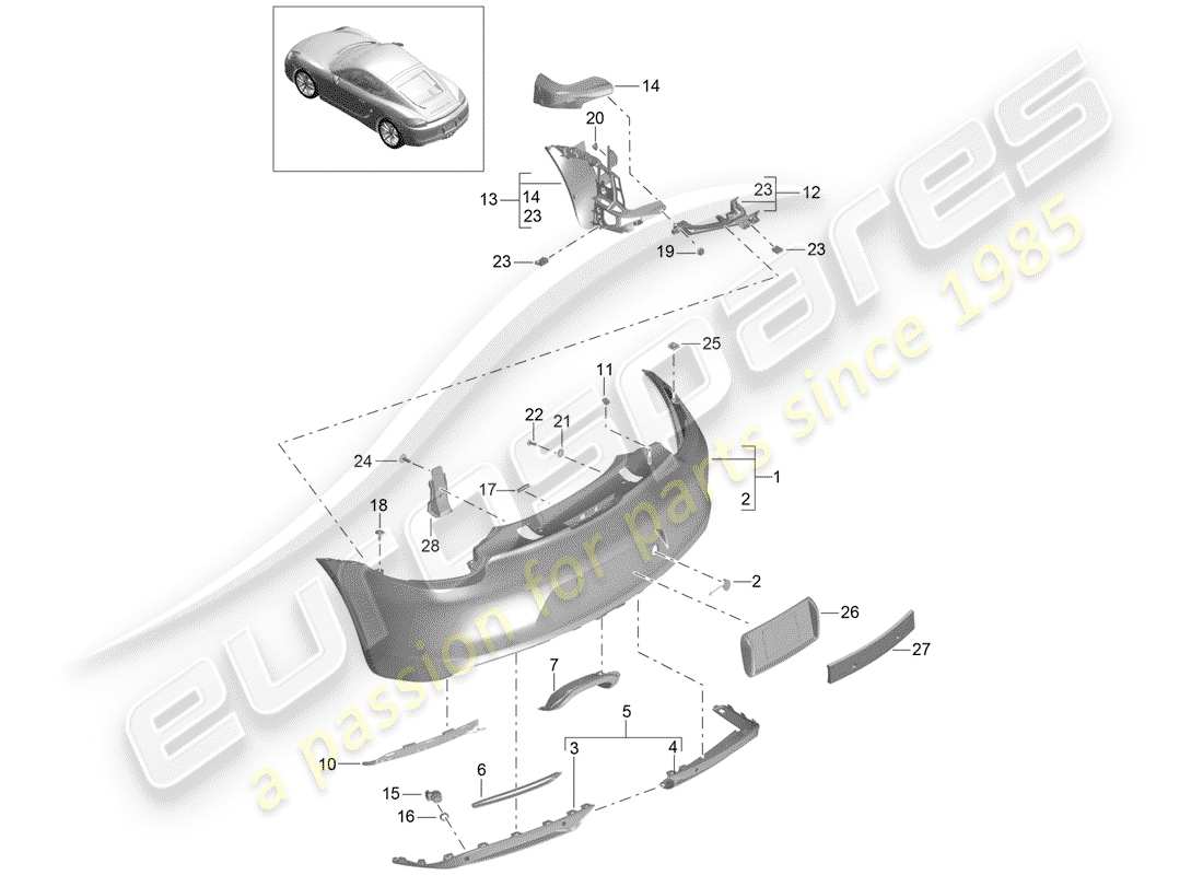 porsche 2014 (981 cayman) pare-chocs schéma des pièces