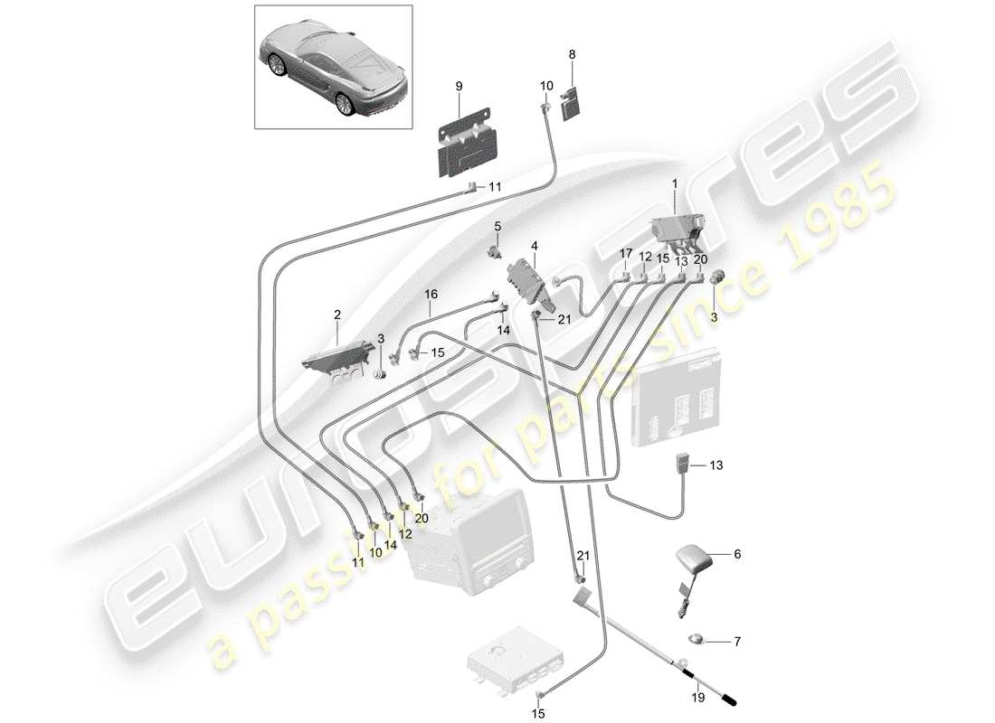 porsche 2016 (981 cayman gt4) amplificateur d'antenne schéma des pièces
