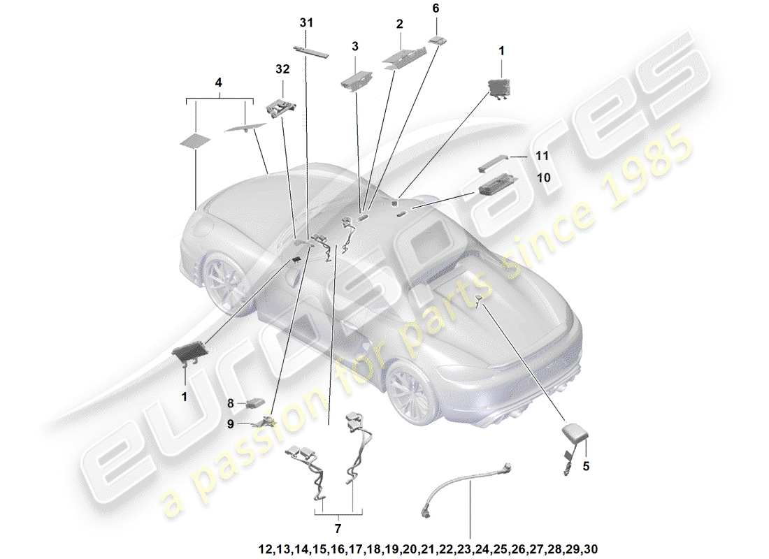 porsche 2020 (718 boxster spyder) antenne schéma des pièces