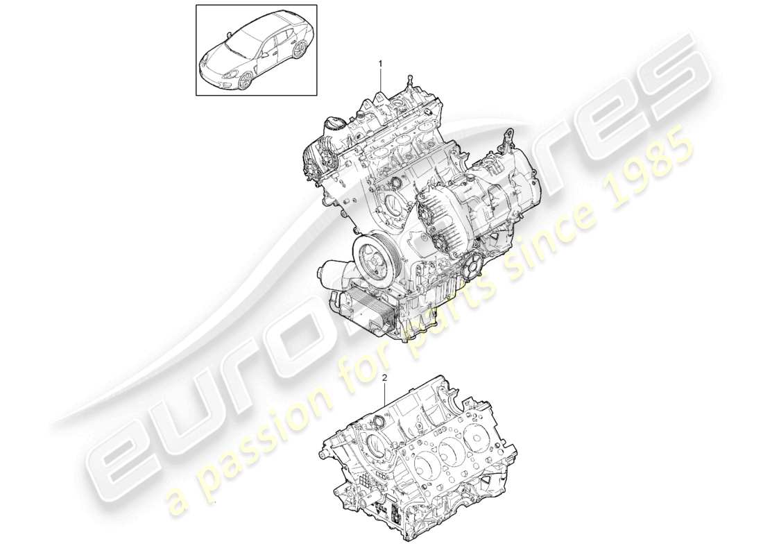 porsche 2010 (cayenne e1 9pa) moteur de base bloc court schéma des pièces